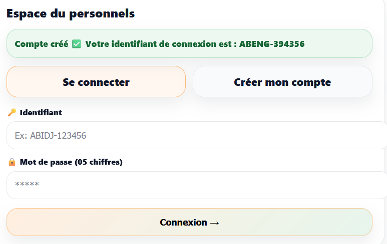 Identifiant généré