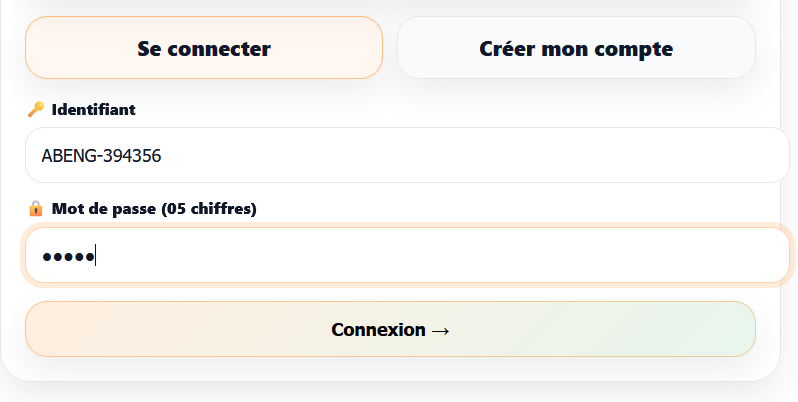 Connexion avec identifiant