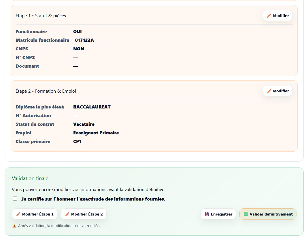 Valider définitivement